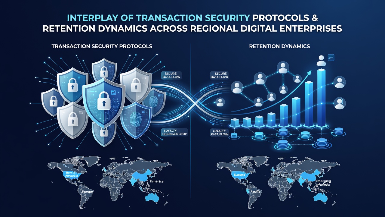 Regional comparison charts of user retention rates linked to security protocol strength in digital entertainment services