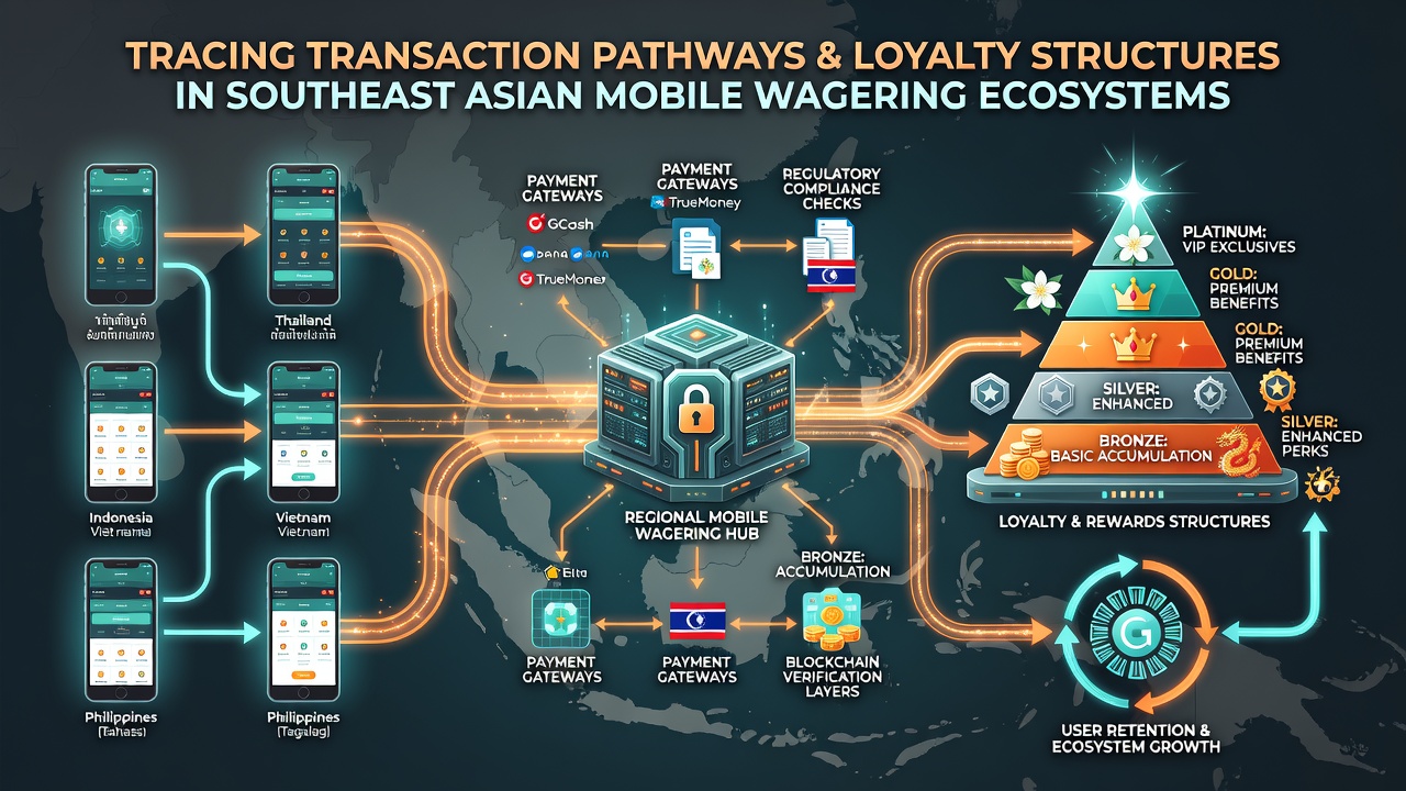 Southeast Asian users navigating loyalty dashboards connected to mobile payment confirmations